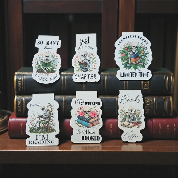 Other - Skeleton Book Lover Magnetic Bookmarks
